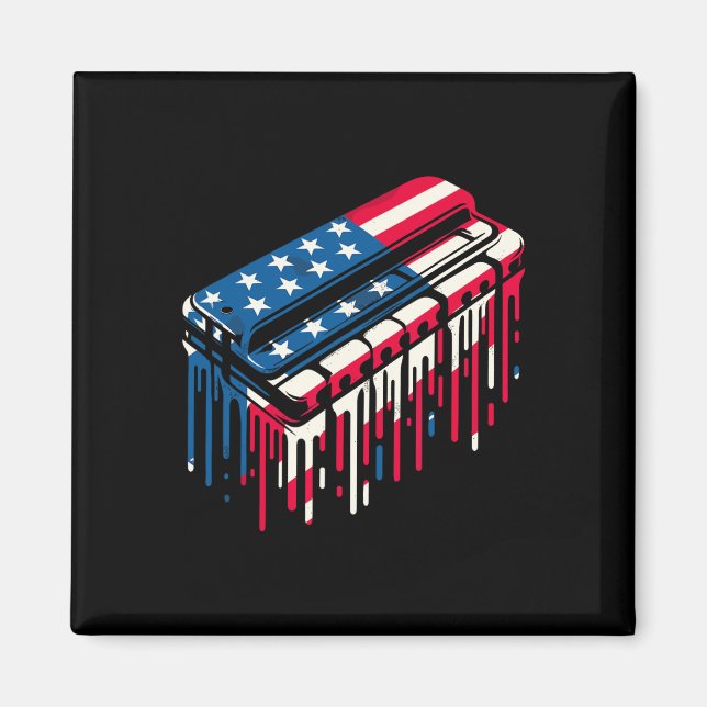 Íman Harmônica de Gotejamento de Tinta Bandeira America (Frente)