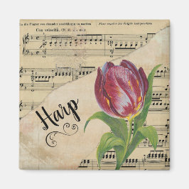 Íman Harp Elegante Tulip Vintage Sheet Music