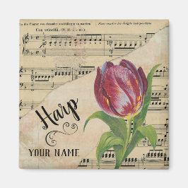 Íman Harp Tulip Vintage Sheet Music Personalizada
