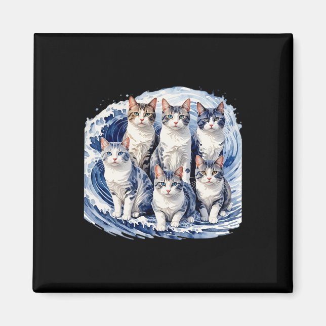Íman Harris Blue Cats Wave - Engraçado Para Proprietári (Frente)