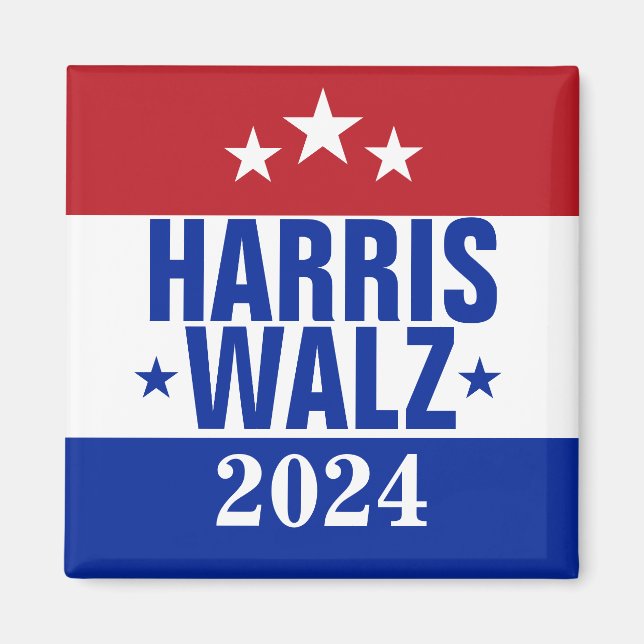 Íman Harris Walz 2024 Campaign Red Blue (Frente)