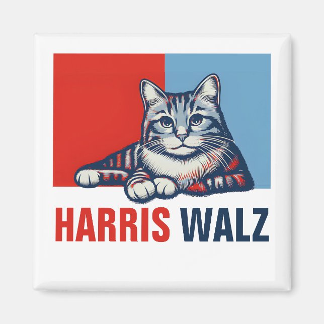 Íman Harris Walz 2024 Obviamente Blue Cat (Frente)