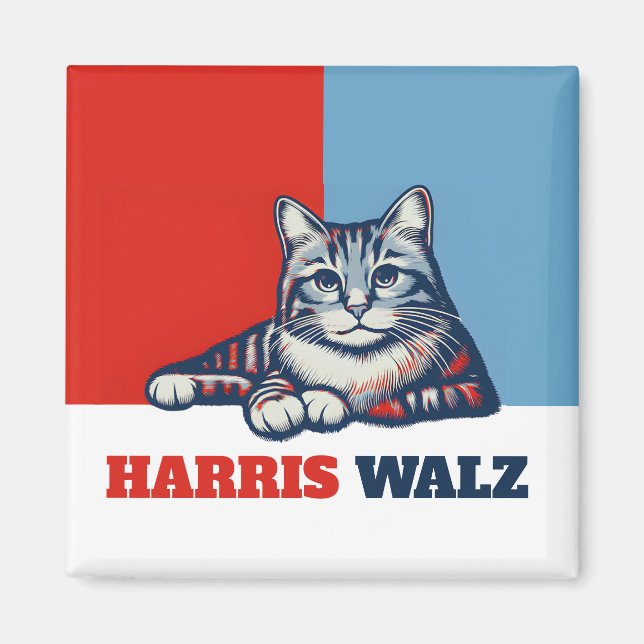 Íman Harris Walz 2024 obviamente Cat (Frente)
