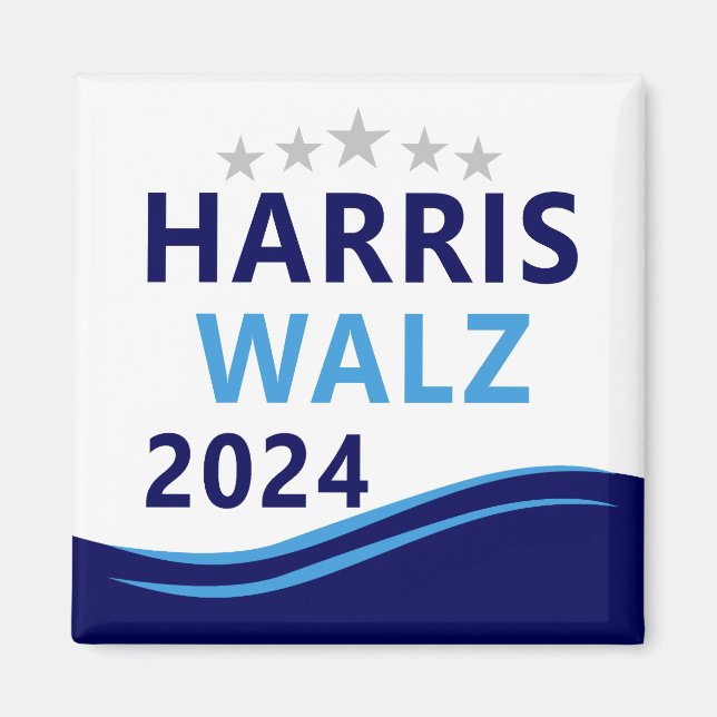 Íman Harris Walz 2024 para Presidente Blue Wave (Frente)