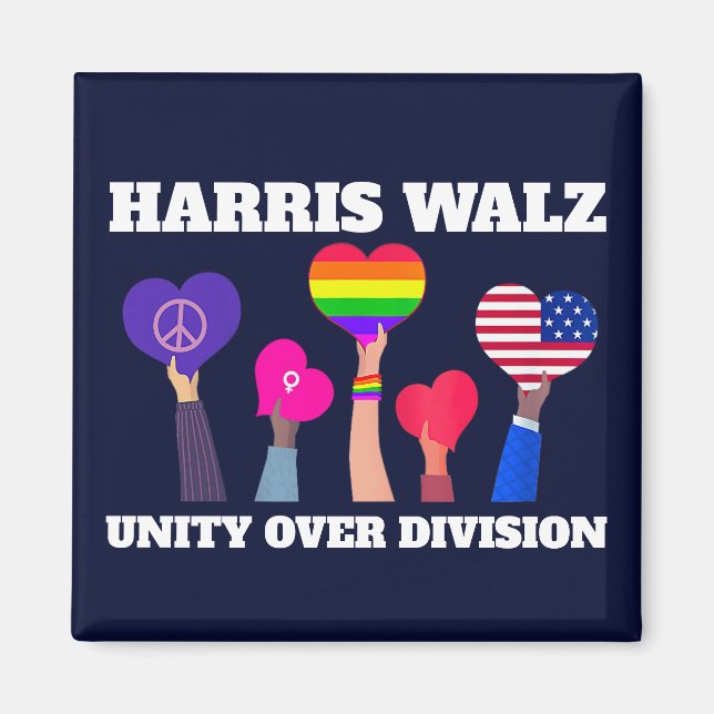 Íman Harris Walz Unity Over Division LGBTQ Dark Blue (Frente)