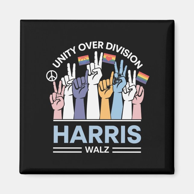 Íman Harris Walz Waltz 2024 Unidade Sobre Divisão (Frente)