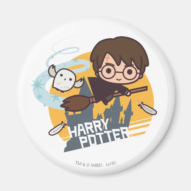 Íman Harry e Hedwig de desenho animado voando além de H (Frente)