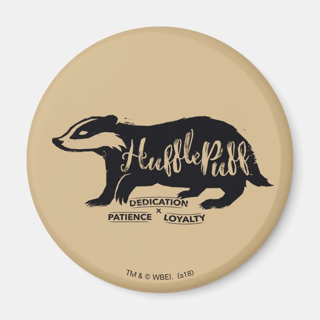 Íman Harry Potter | HUFFLEPUFF™ Tipografia Silhueta (Frente)