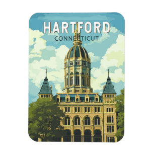 Íman Hartford Connecticut Viagem Arte Vintage
