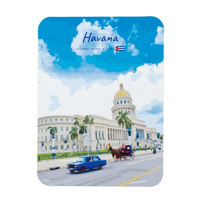 Íman Havana, Cuba - Alma Clássica Vintage Arredondada (Vertical)