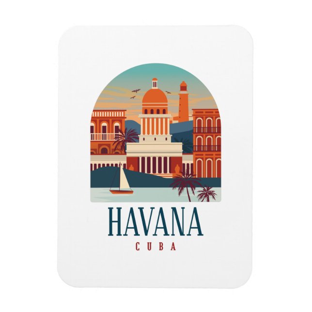 Íman Havana Cuba Island Vintage - Cidade Retroativa Mín (Vertical)