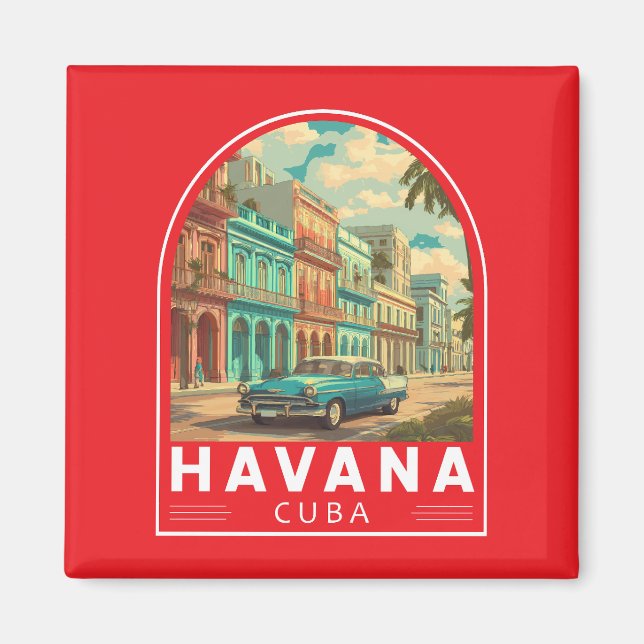 Íman Havana Cuba Travel Art Emblem (Frente)