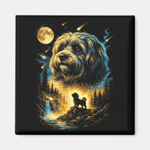 Íman Havanês uivando para a lua vintage 90s cachorro en