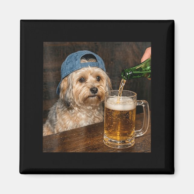 Íman Havanese Bebendo Cerveja Meme Engraçado de Cachorr (Frente)