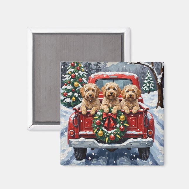 Íman Havanese Christmas Red Truck Holiday (Front/Back)
