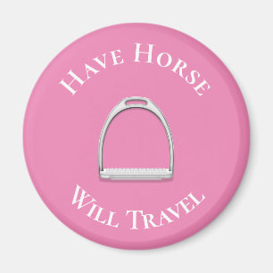 Íman "Have Horse Will Viagem" Inglês Stirrup Rosa