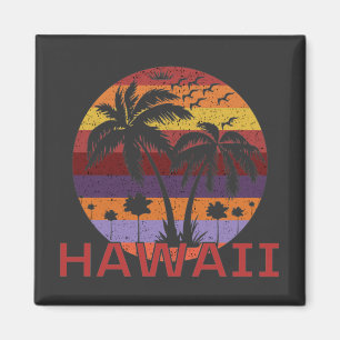 Íman Hawaii EUA Vintage Palm Trees Viagem