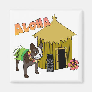Íman Hawaii French Bulldog Tiki Hula Magnets