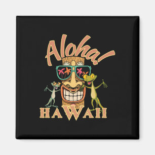 Íman Hawaii Tiki Com Dois Geckos Sticker Engraçados