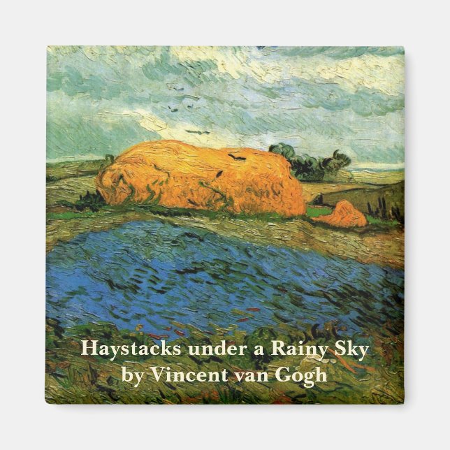 Íman Haystacks under a Rainy Sky por Vincent van Gogh (Frente)