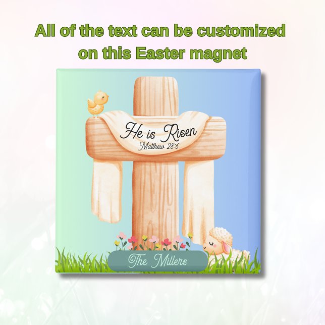 Íman He Is Risen – Easter Cross and Lamb Scene (He is Risen Eater magnet with baby lamb)