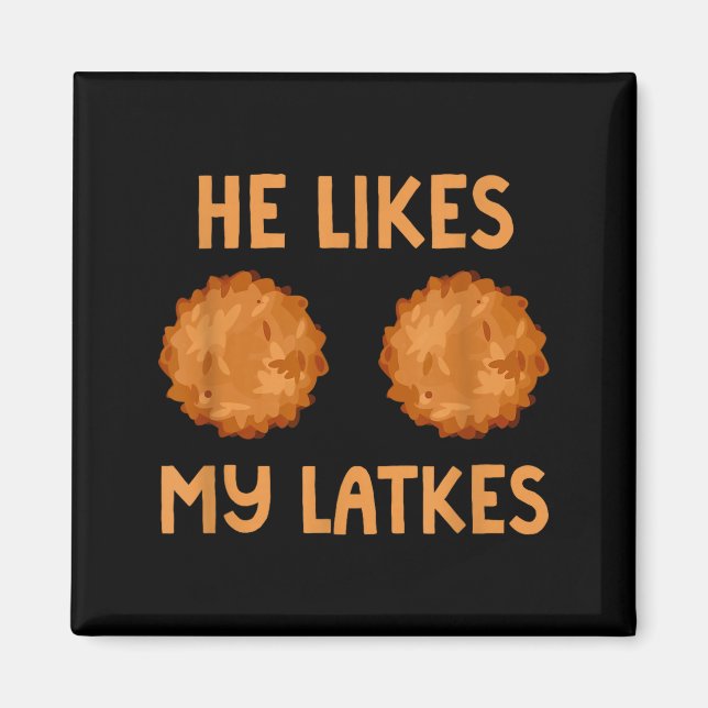 Íman He Likes My Latkes Hanukkah Couple Matching Jewish (Frente)