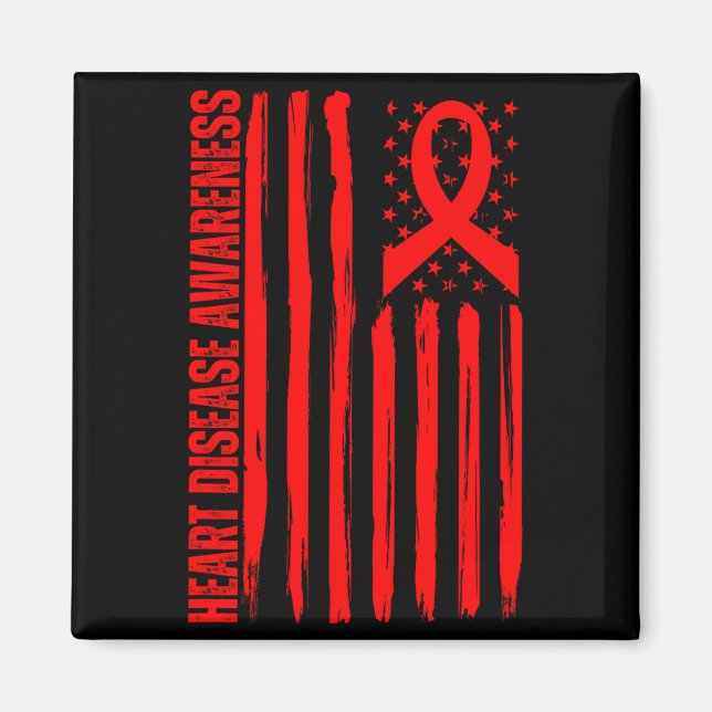 Íman Heart Disease Awareness American Flag Chd Congenit (Frente)