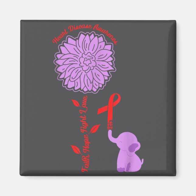 Íman Heart Disease Awareness Faith Hope Fight Love Card (Frente)