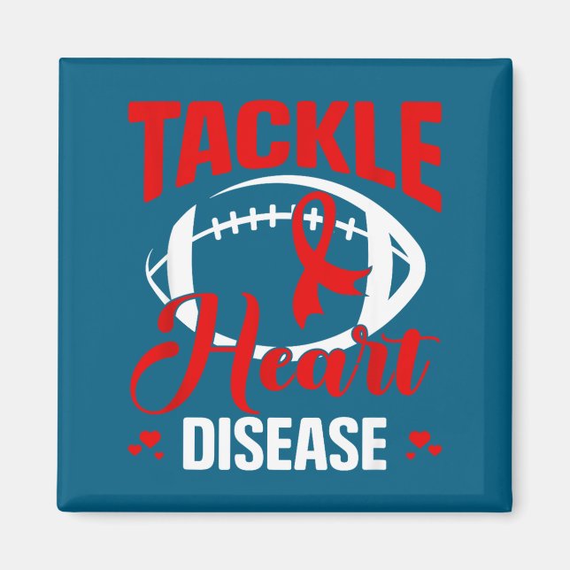 Íman Heart Disease Awareness Red Heart Tackle Heart Dis (Frente)