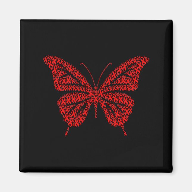 Íman Heart Disease Awareness Red Ribbon &amp; Heart Hea (Frente)