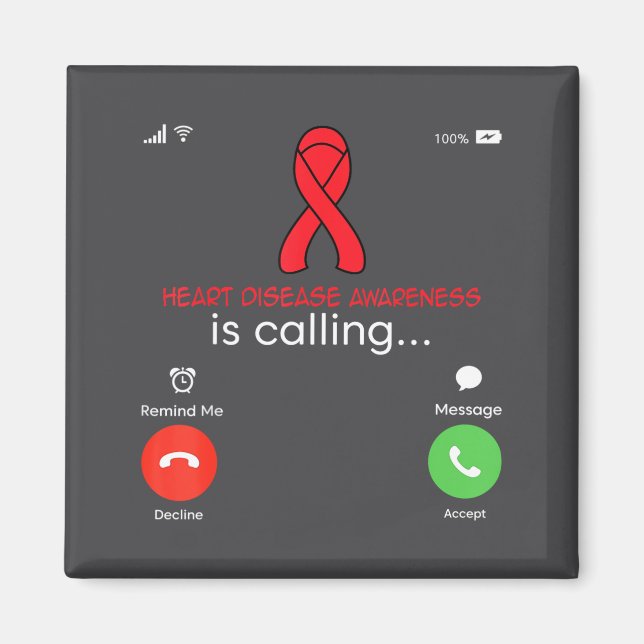 Íman Heart Disease Awareness Red Ribbon Heart Attack Su (Frente)