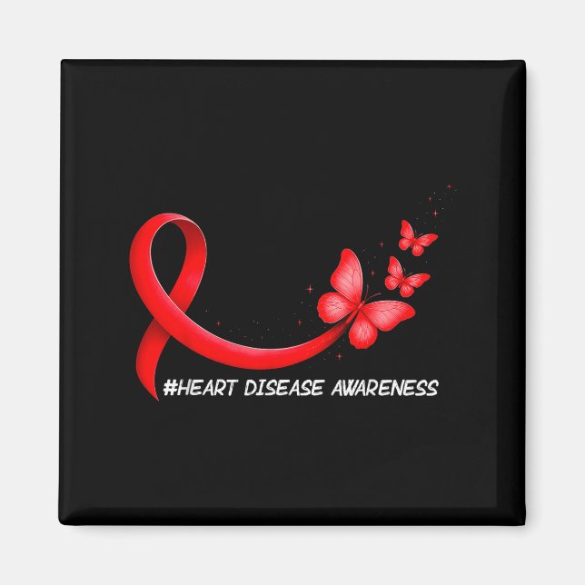 Íman Heart Health Heart Disease Awareness Chd Red Ribbo (Frente)