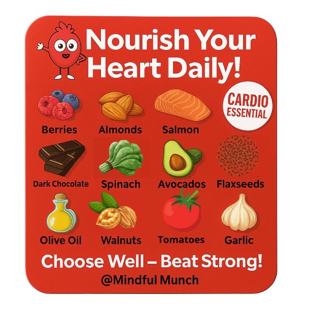 Íman ❤️ Heart Healthy Fridge Magnet (Protect your heart with foods that lower cholesterol and support circulation—displayed in one sleek )