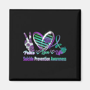 Íman Heart Ribbon Rosa Peace Love Mental Health Suicídi