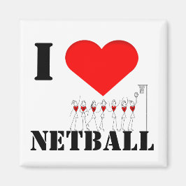 Íman "Hearts and Stick Figures I Love Netball"