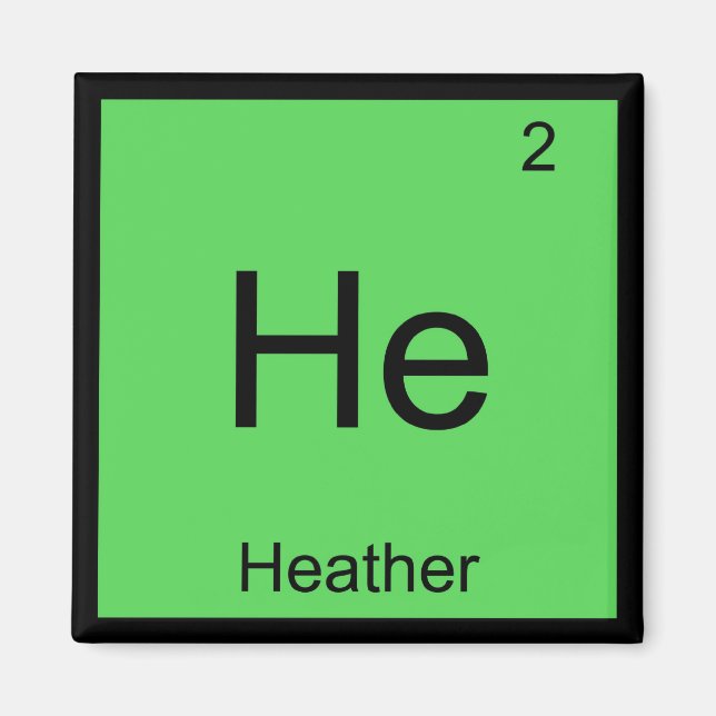 Íman Heather Nome Elemento Químico Tabela Periódica (Frente)