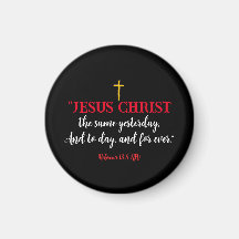 Hebreus 13:8 Versículo da Bíblia Cristã Ímã Preto