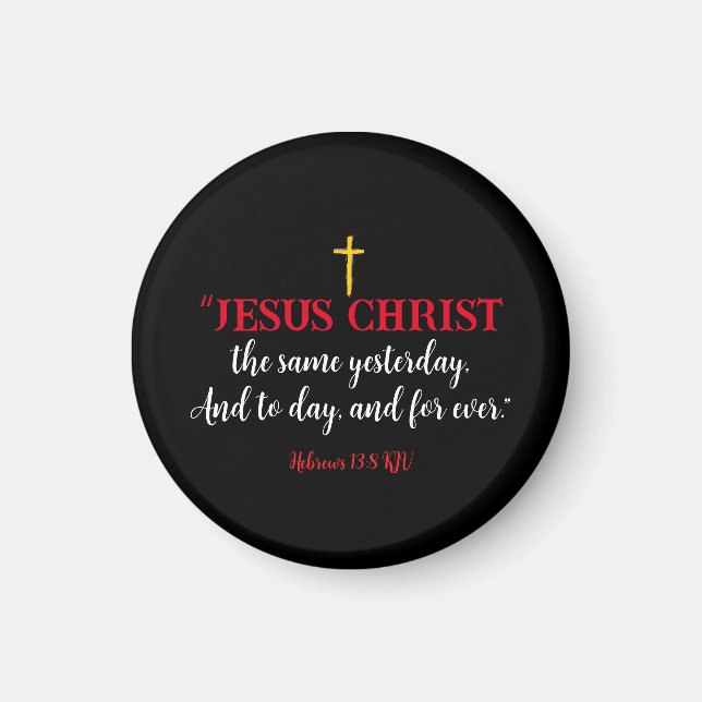 Íman Hebreus 13:8 Versículo da Bíblia Cristã Ímã Preto (Frente)