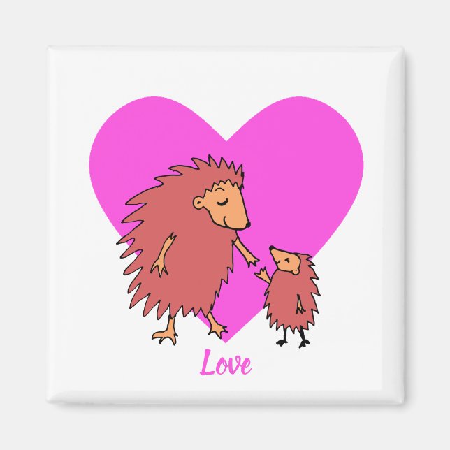 Íman Hedgehog Mãe e Filho Amor Magnet (Frente)