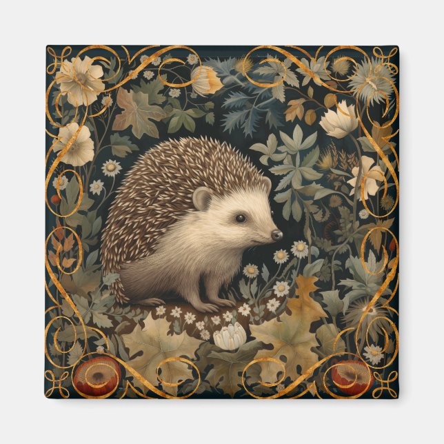 Íman Hedgehog no estilo Forest William Morris (Frente)