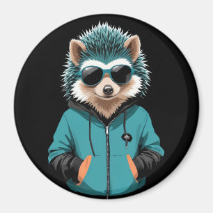 Íman Hedgehog Vestindo Hoodie Funny Legal Vetor Animal