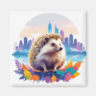 Íman Hedgehog Vetor Art Animal Na Natureza Majestosa