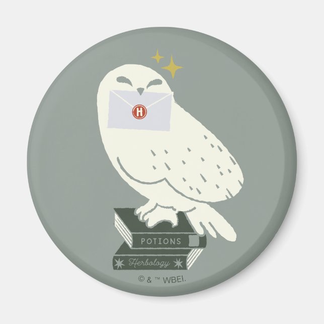 Íman Hedwig Com Desenho Caprichoso de Carta (Frente)