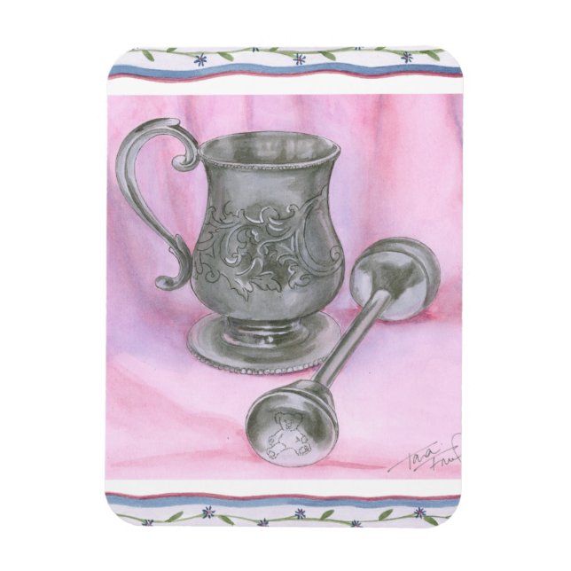 Íman Heirloom Cup e Rattle no fundo roxo (Vertical)