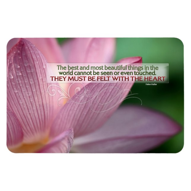 Íman Helen Keller Inspirational Cote "Sentido com coraç (Horizontal)