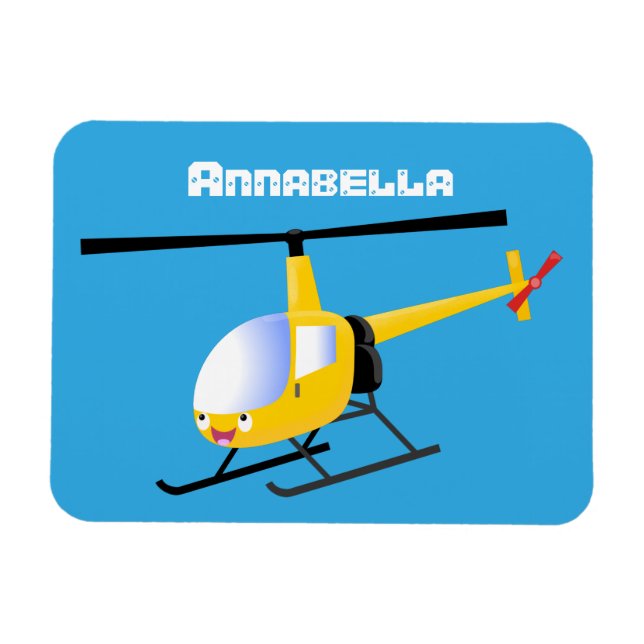 Íman Helicóptero de animação amarelo giro (Horizontal)
