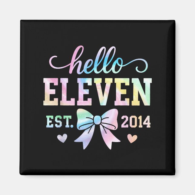 Íman Hello Eleven Est 2014 Coquette Bow 11th Birthday G (Frente)