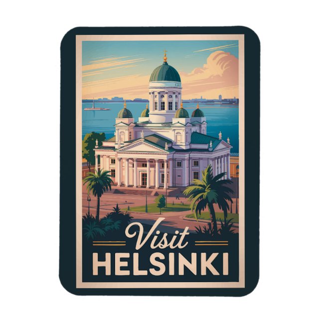 Íman Helsinki Finland Cathedral Travel Art Vintage (Vertical)