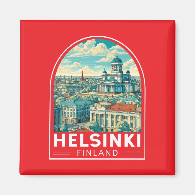 Íman Helsinki Finlândia Viagem Arte Emblema (Frente)