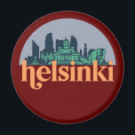 Íman Helsínquia, Finlândia, Skyline Retro Cityscape Art<br><div class="desc">Design com lindas linhas do horizonte, atração turística e arte de paisagem urbana, arranha-céu Legal e ilustração da silhueta de construção para turistas e viajantes. Perfeito como lembrança para trazer de volta para casa quando viaja pelo mundo. Guarde a memória do seu viagem e as suas férias com a família...</div>